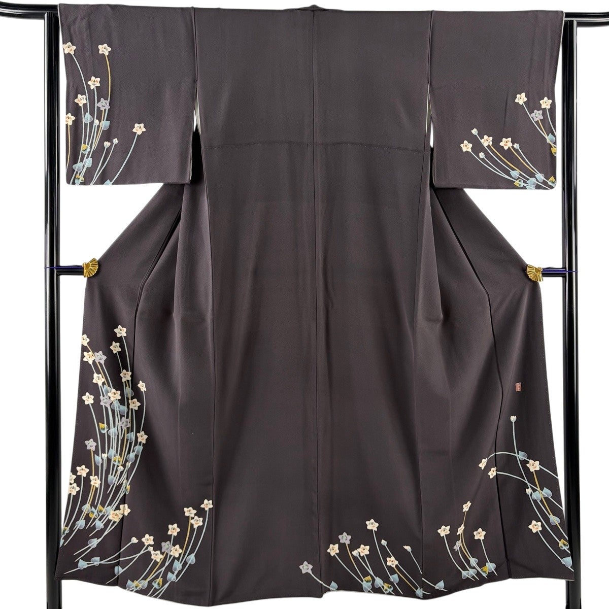 【美品】 付下げ 身丈154cm 裄丈61cm 正絹 逸品 【中古】 付下げ 身丈154cm 裄丈66cm M 袷 人物 お興し ぼかし 灰紫 正絹 優品