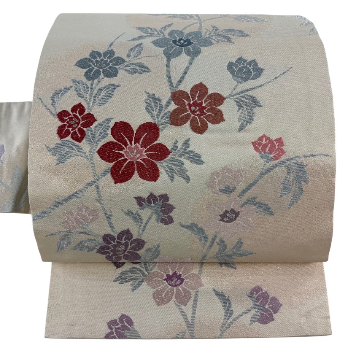 袋名古屋帯 優品 草花 鳳凰 金糸 箔 クリーム 正絹｜中古・古着