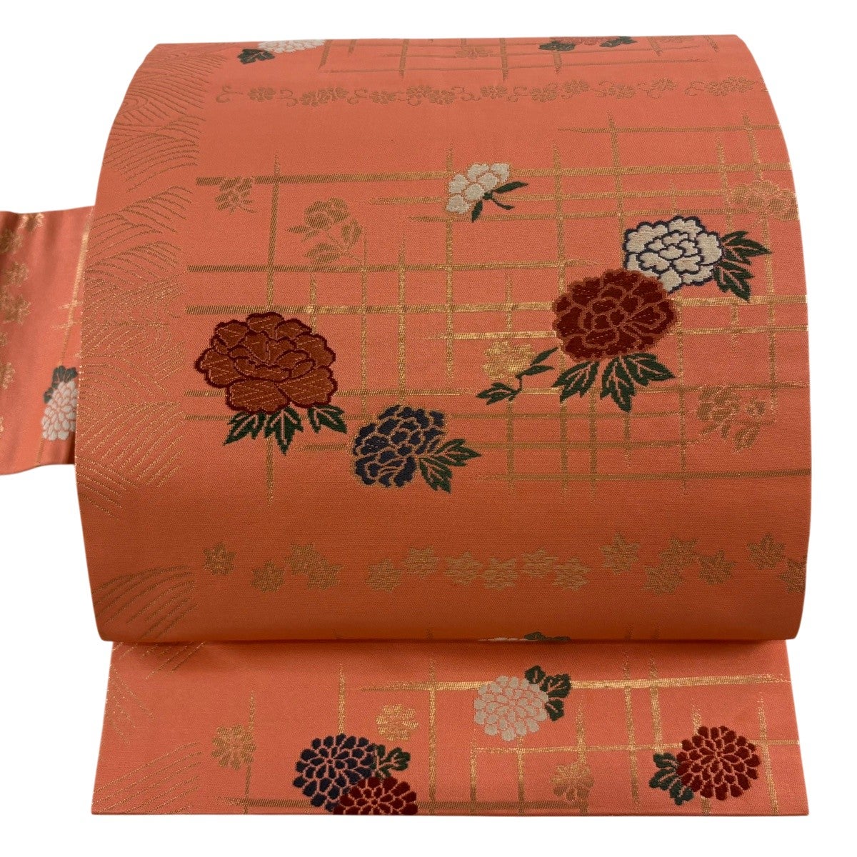 名古屋帯 秀品 花笠 草花 刺繍 金彩 金色 正絹｜中古・古着