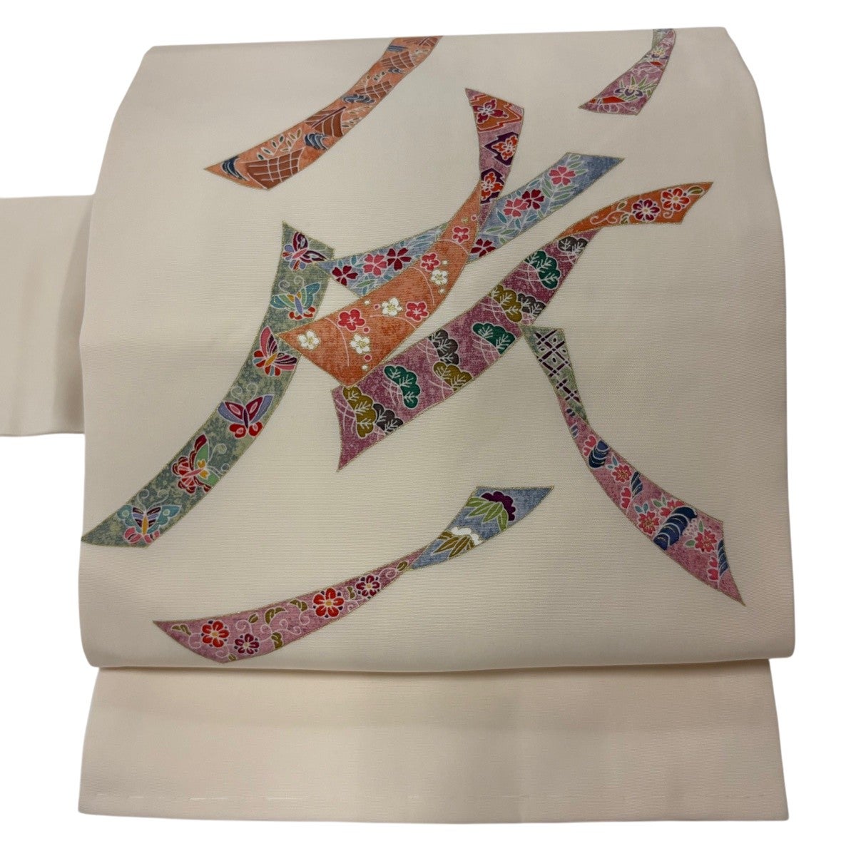 美品】 名古屋帯 優品 短冊 松竹梅 金彩 クリーム 正絹｜中古・古着