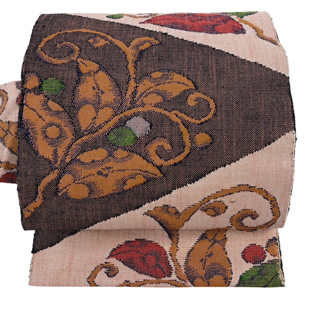 美品】 名古屋帯 優品 八寸名古屋帯 松葉仕立て 万寿菊 紬地 薄黄 正絹