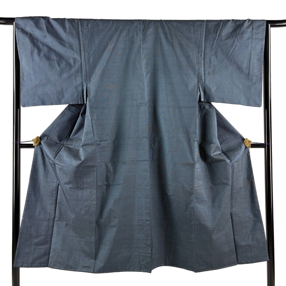 男着物 身丈140cm 裄丈66cm M 袷 髭紬地 紺色 正絹 優品｜中古・古着