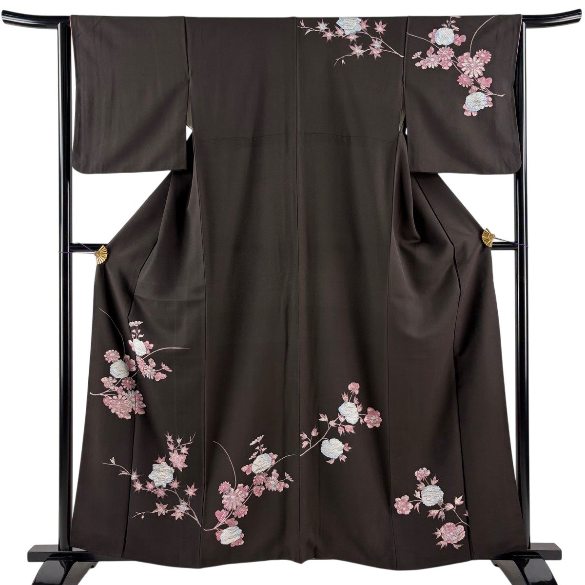 付下げ 身丈163cm 裄丈64.5cm M 袷 若松 丸文 金糸 金彩 灰紫 正絹 秀