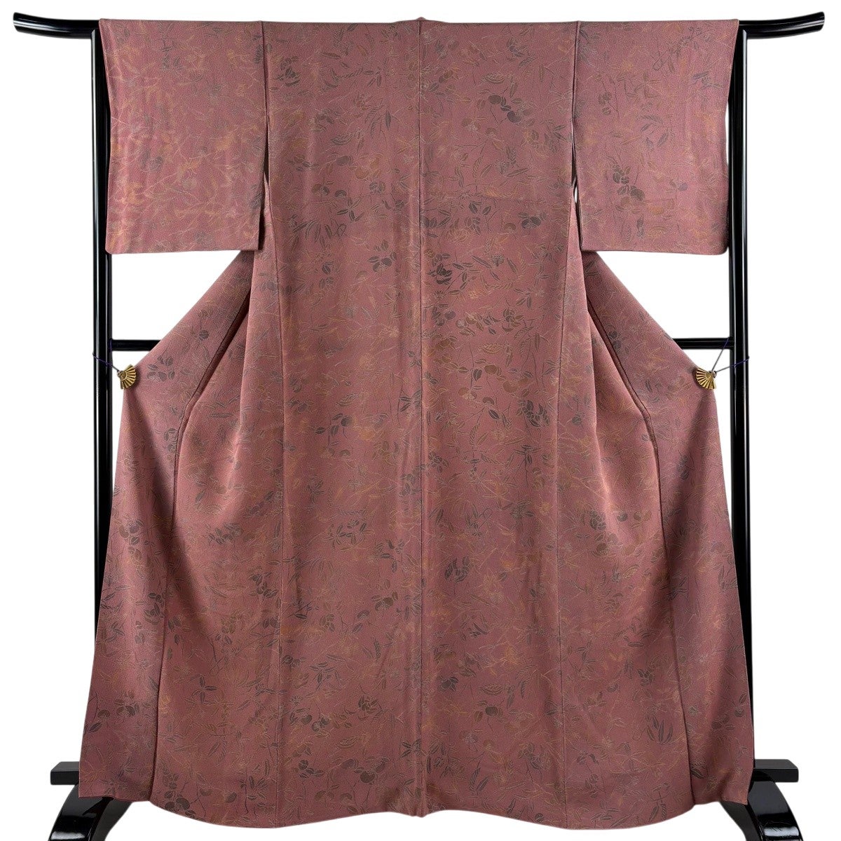 美品】 小紋 身丈156.5cm 裄丈66.5cm M 袷 ますいわ屋 縦縞 縮緬 青緑