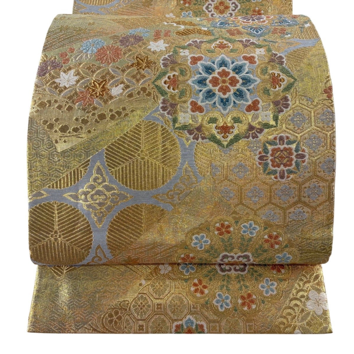 袋帯 秀品 華文 鳳凰 箔 金彩 金色 お太鼓柄 正絹｜中古・古着