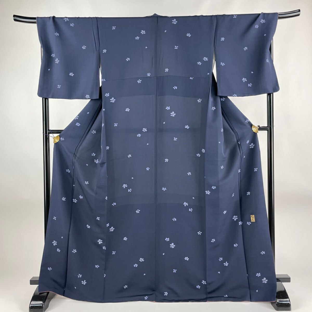 【美品】 小紋 身丈165cm 裄丈67.5cm 化繊 名品 【中古】 小紋 身丈165cm 裄67cm レディース 袷 霞 裄長 裄Lサイズ 秋冬春用