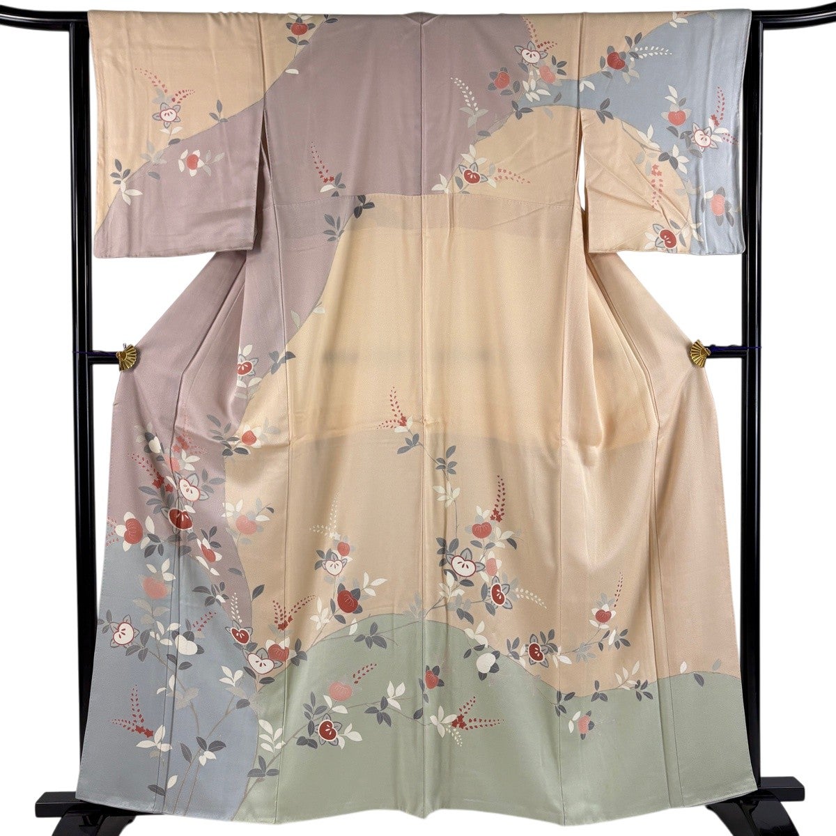 振袖 身丈167cm 裄丈67.5cm L 袷 桜 花びら 金彩 赤 正絹 秀品｜中古