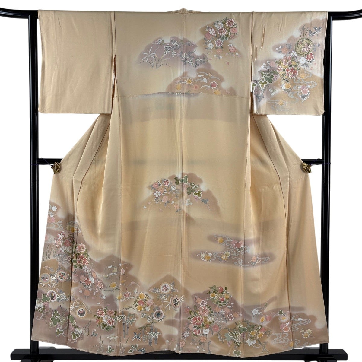 訪問着 身丈154.5cm 裄丈63.5cm S 袷 花丸文 宝尽くし 金糸 金彩 薄