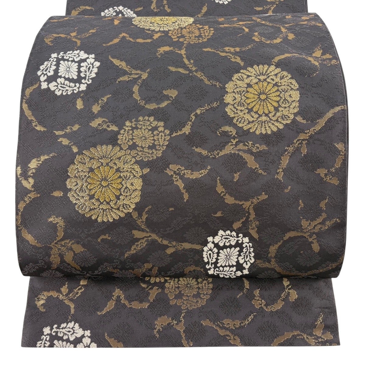袋帯 秀品 関西仕立て 霞 縞 金糸 小豆色 六通 正絹｜中古・古着