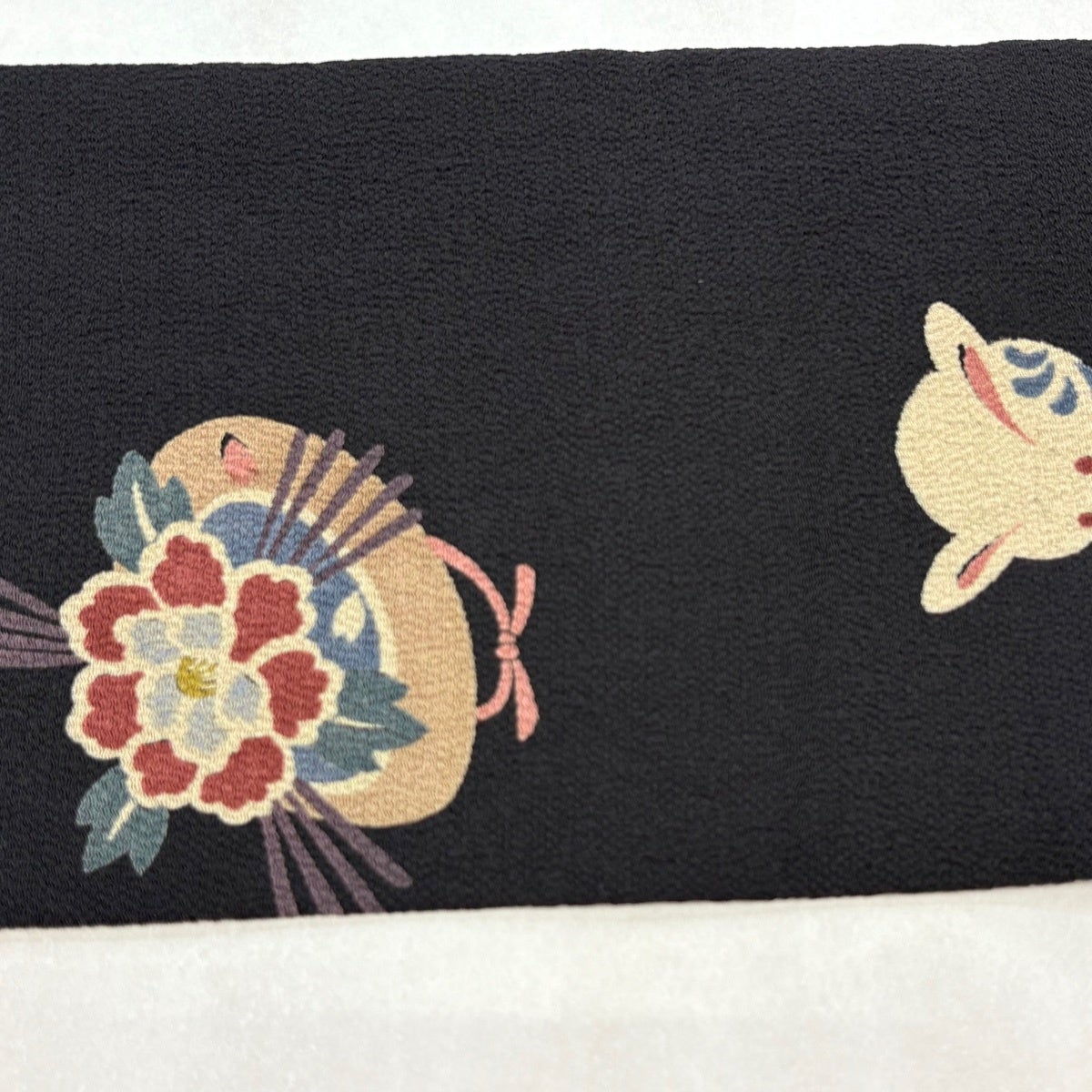 名古屋帯 秀品 玩具 うさぎ 縮緬 墨色 正絹｜中古・古着・リサイクル