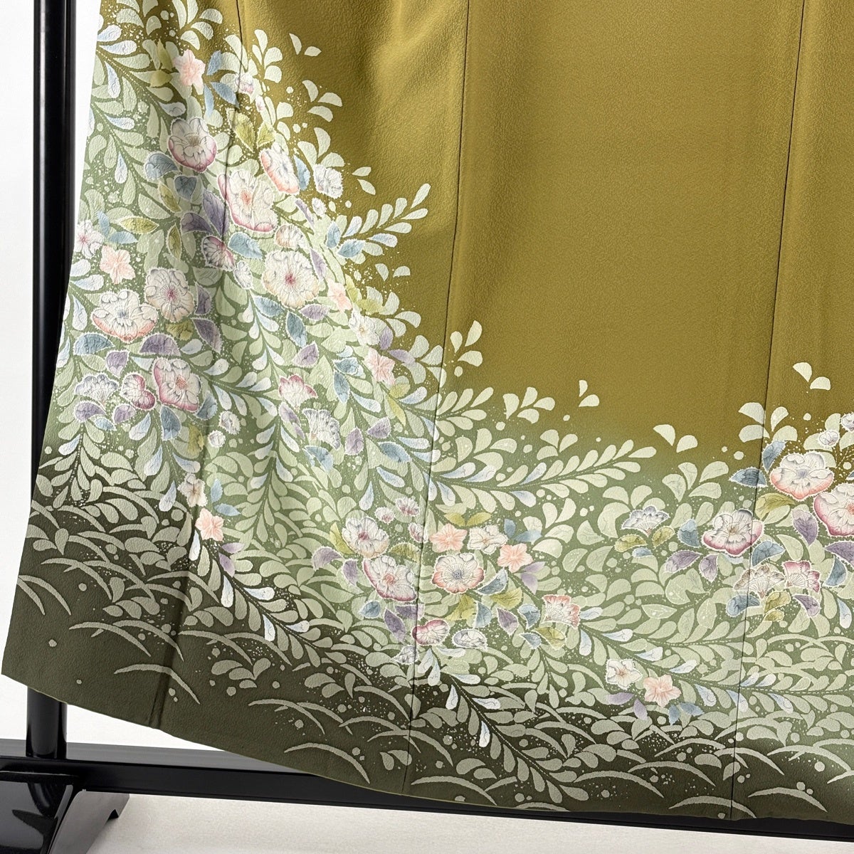 付下げ 身丈158cm 裄丈66cm M 袷 辻が花柄 露芝 染め分け ぼかし 山吹