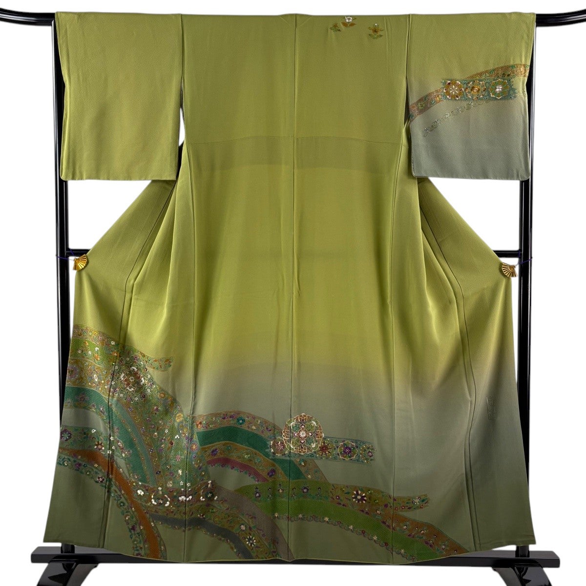 50%OFF 訪問着 身丈156cm 裄丈65cm M 袷 家屋 松竹梅 染め分け ぼかし