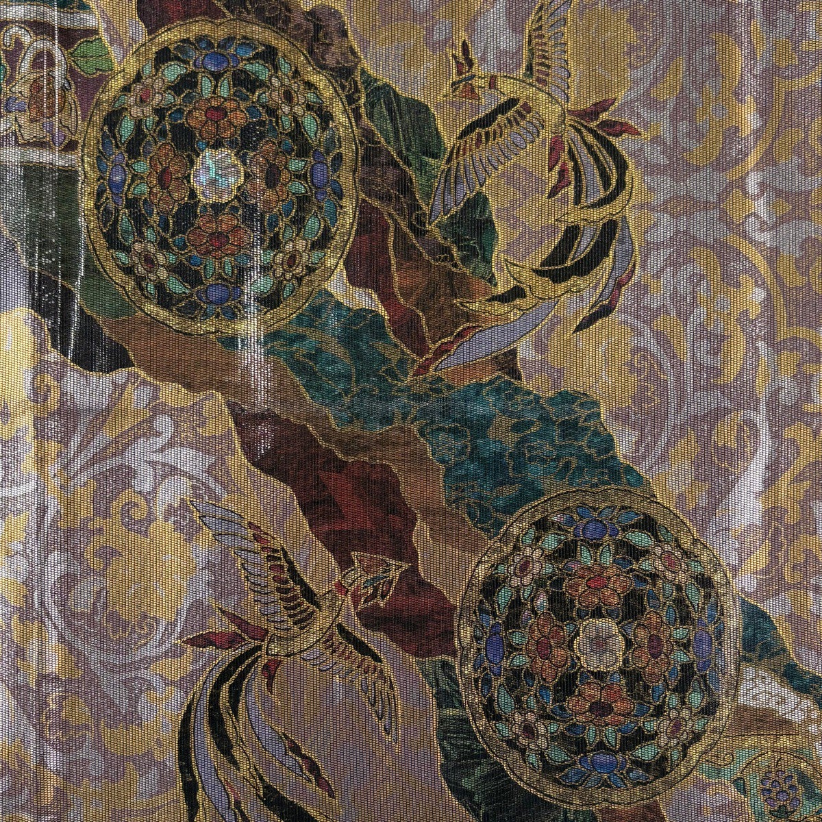 袋帯 秀品 鳳凰 花唐草 箔 金銀彩 灰茶 お太鼓柄 正絹｜中古・古着