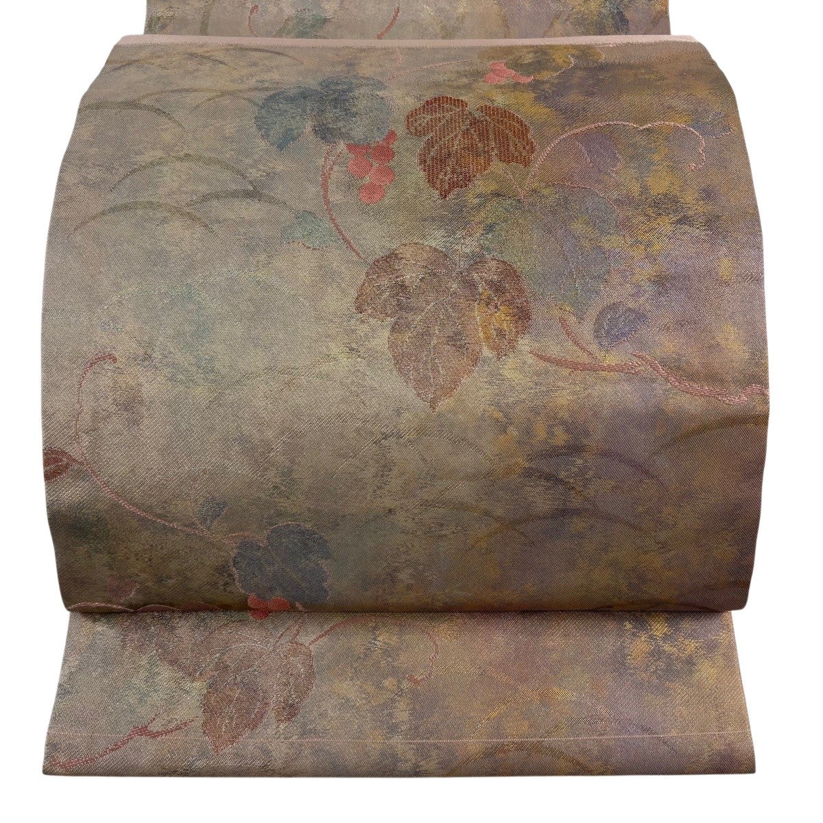開き名古屋帯 優品 関西仕立て 葡萄唐草 箔 金色 正絹｜中古・古着
