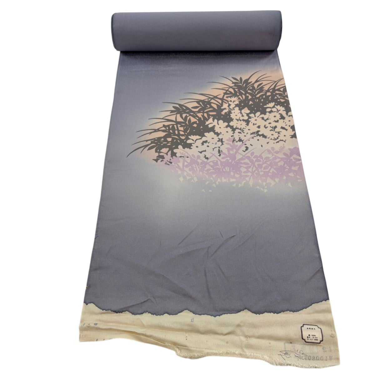 反物 秀品 付下げ 菊 橘 刺繍 金銀糸 青灰色 正絹｜中古・古着