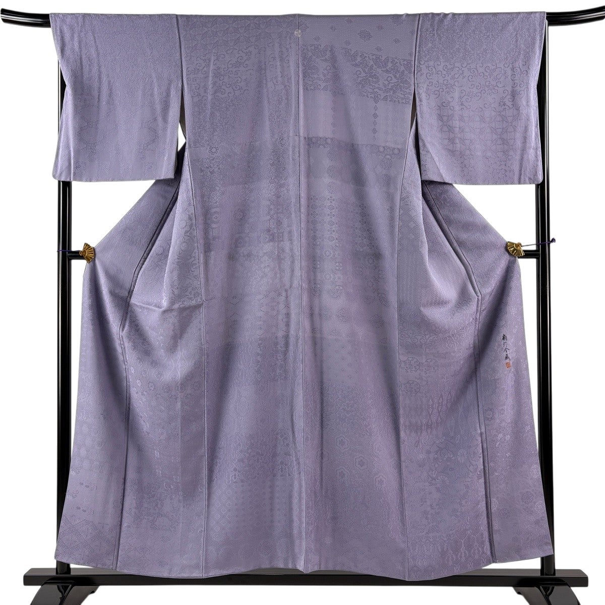★専用★未使用品 絽 色無地 灰紫 身丈155.5cm 裄丈64.0cm 夏着物 色無地 身丈163cm 裄丈64.5cm M 袷 地紋 灰紫 正絹 優品 一つ紋｜中古