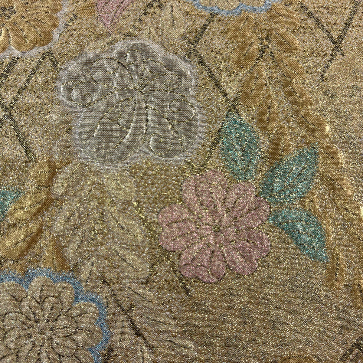 30%OFF 【美品】 袋帯 秀品 草花 光悦垣 金糸 箔 金色 六通 正絹 30%OFF 【美品】 袋帯 秀品 草花 光悦垣 金糸 箔 金色 六通 正絹