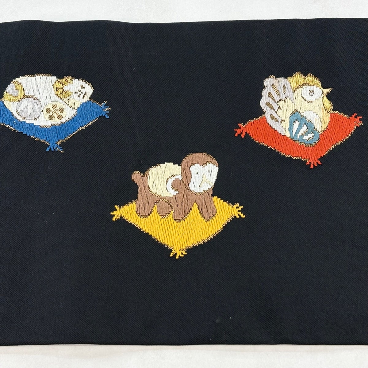 名古屋帯 逸品 干支 馬 刺繍 箔 黒 正絹｜中古・古着・リサイクル着物