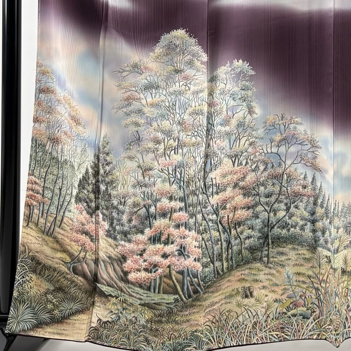 美品】 訪問着 身丈162cm 裄丈68cm L 袷 田家鬼彩 落款あり 樹木 草花