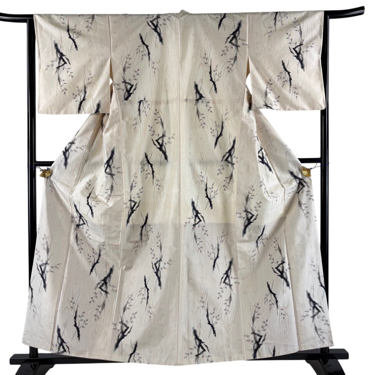 美品】 紬 身丈162.5cm 裄丈64cm M 袷 やまと 縦縞模様 焦茶色 正絹 秀