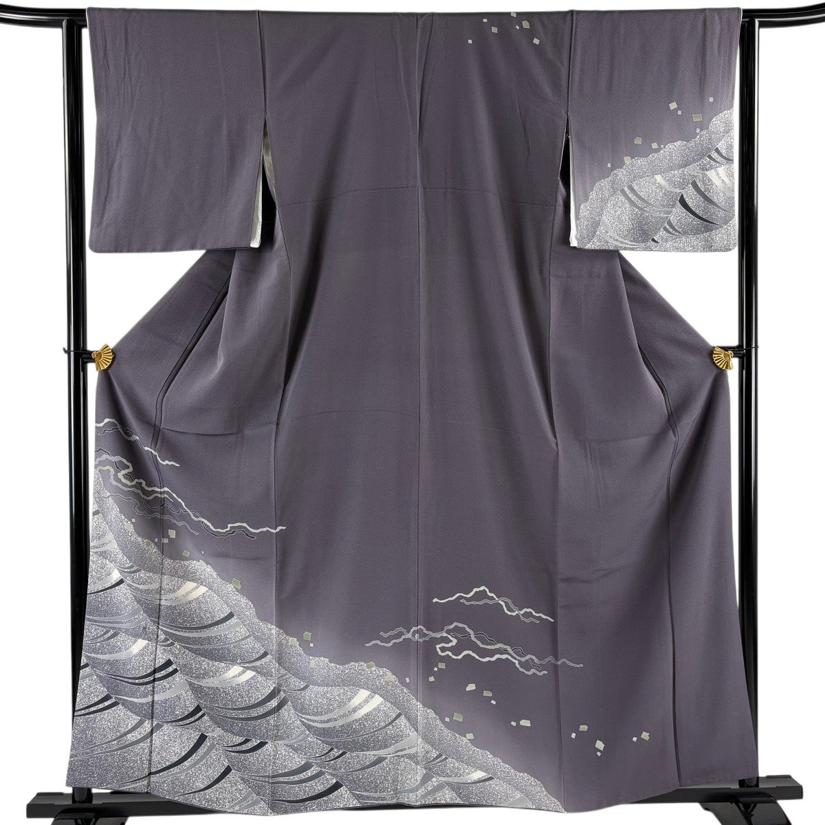 美品】 訪問着 身丈158cm 裄丈64cm M 袷 落款あり 草花 笹 金彩 ぼかし