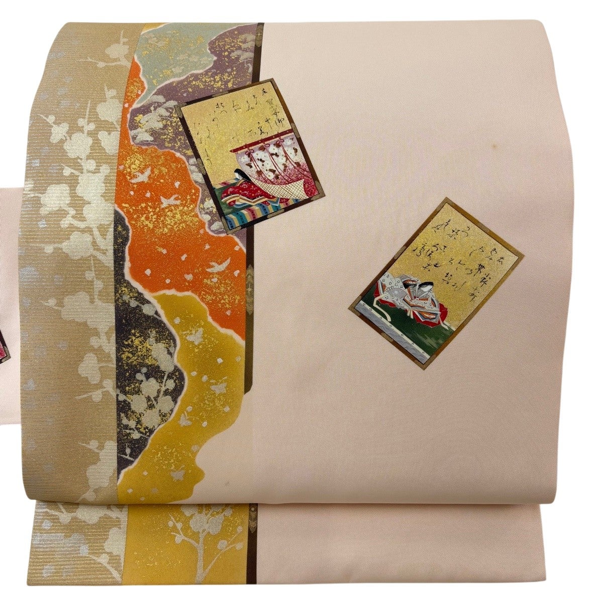 名古屋帯 秀品 紫陽花 箔 和紙 薄ピンク 正絹｜中古・古着・リサイクル 