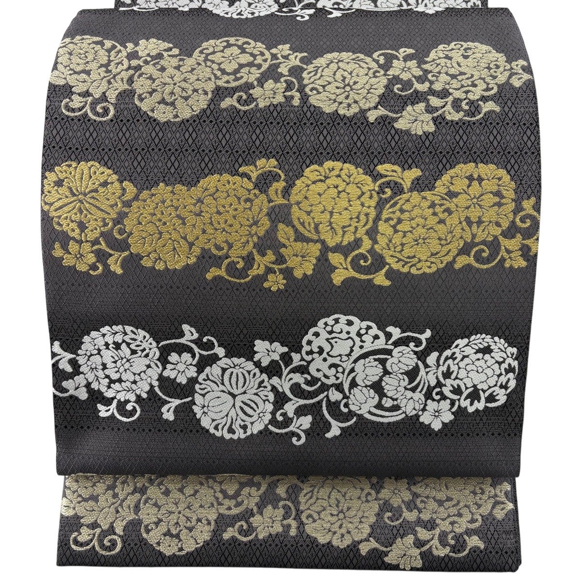 美品】 袋帯 名品 花唐草 金糸 ベージュ 六通 正絹｜中古・古着