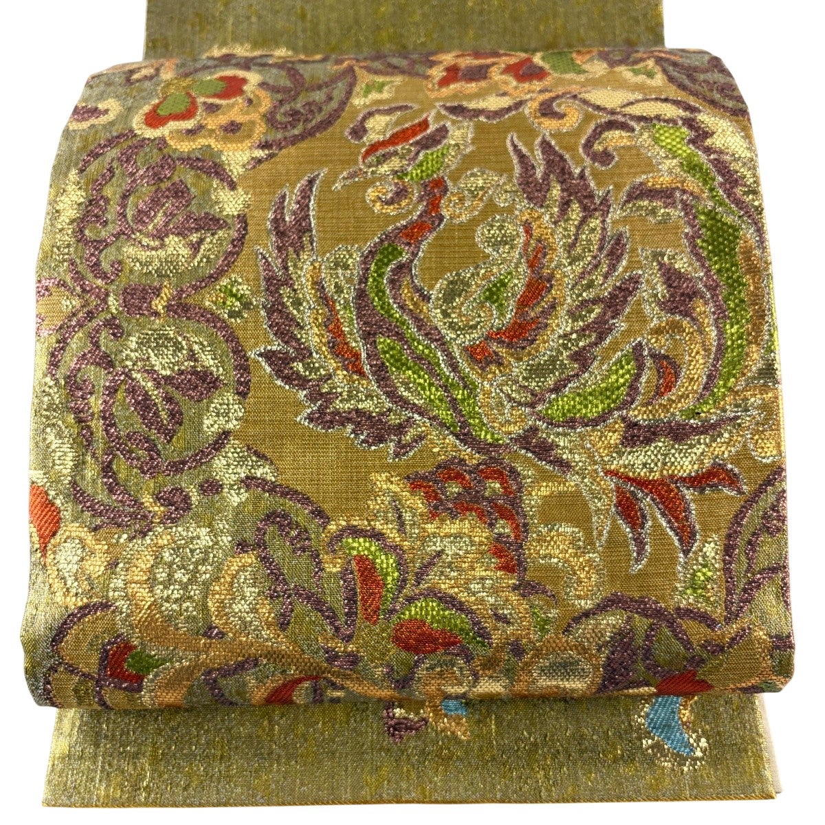 袋帯 秀品 華文 鳳凰 箔 金彩 金色 お太鼓柄 正絹｜中古・古着