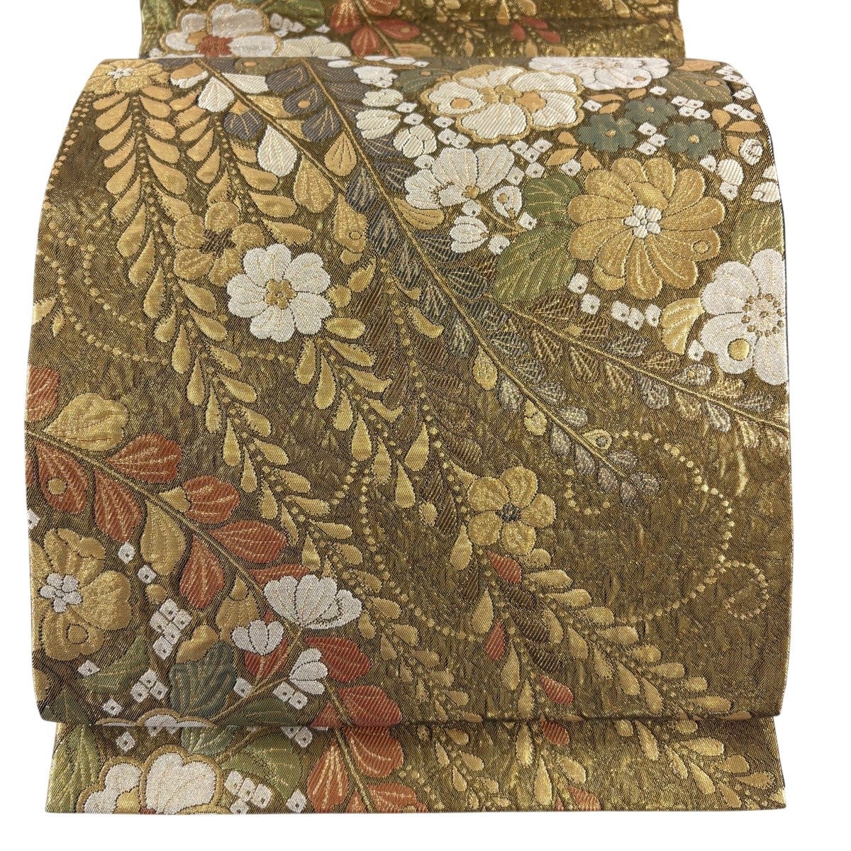 美品】 袋帯 名品 辻が花柄 箔 金色 六通 正絹｜中古・古着
