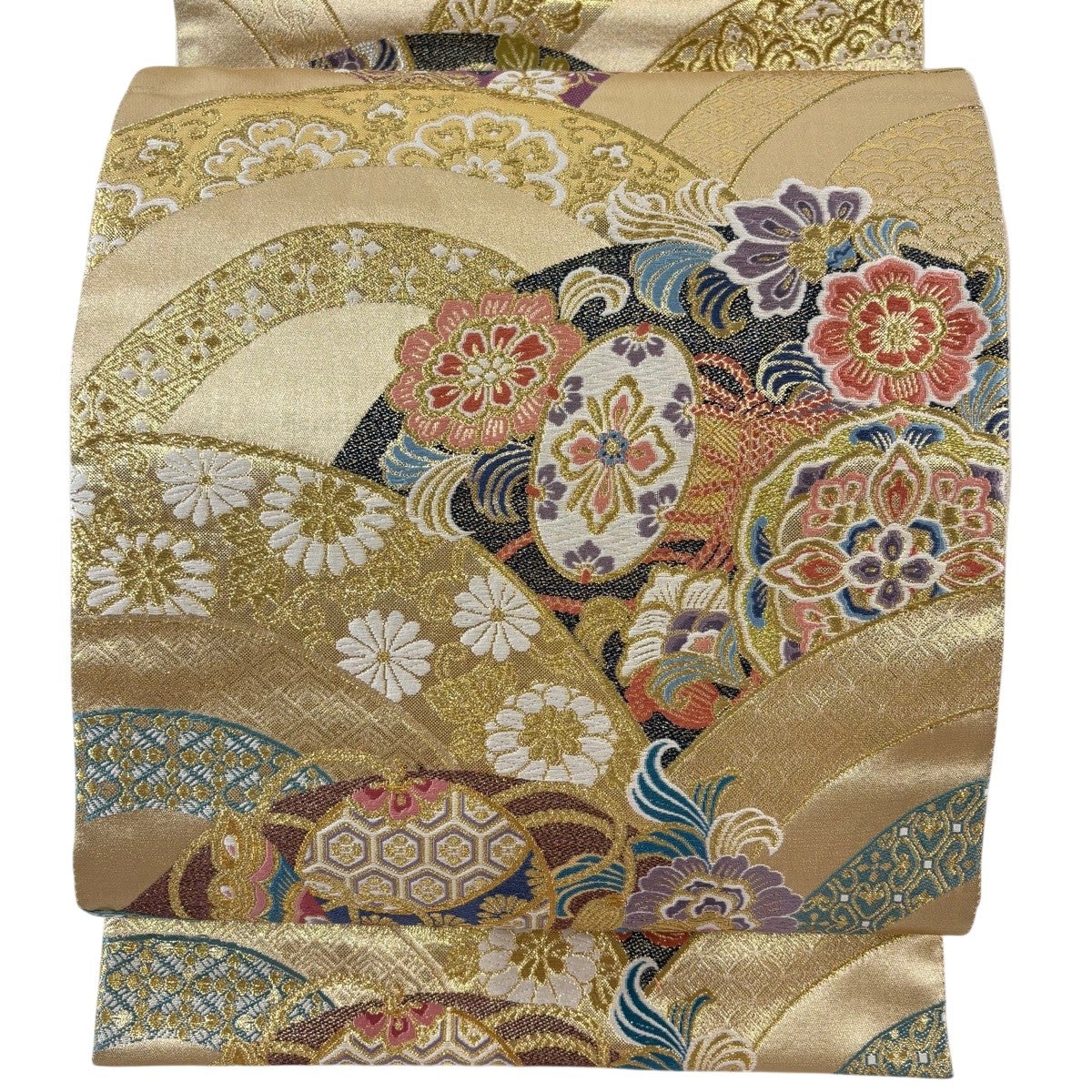 美品】 袋帯 秀品 華文 鳳凰 金彩 箔 金色 お太鼓柄 正絹｜中古・古着