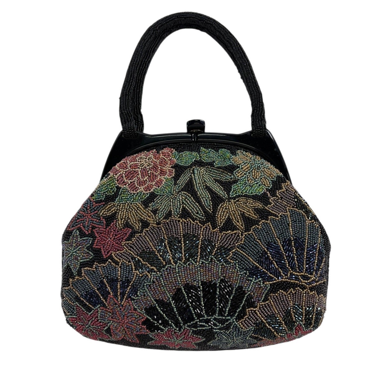和装バッグ 優品 ビーズバッグ フォーマル 草花 茶色 ビーズ 和装小物