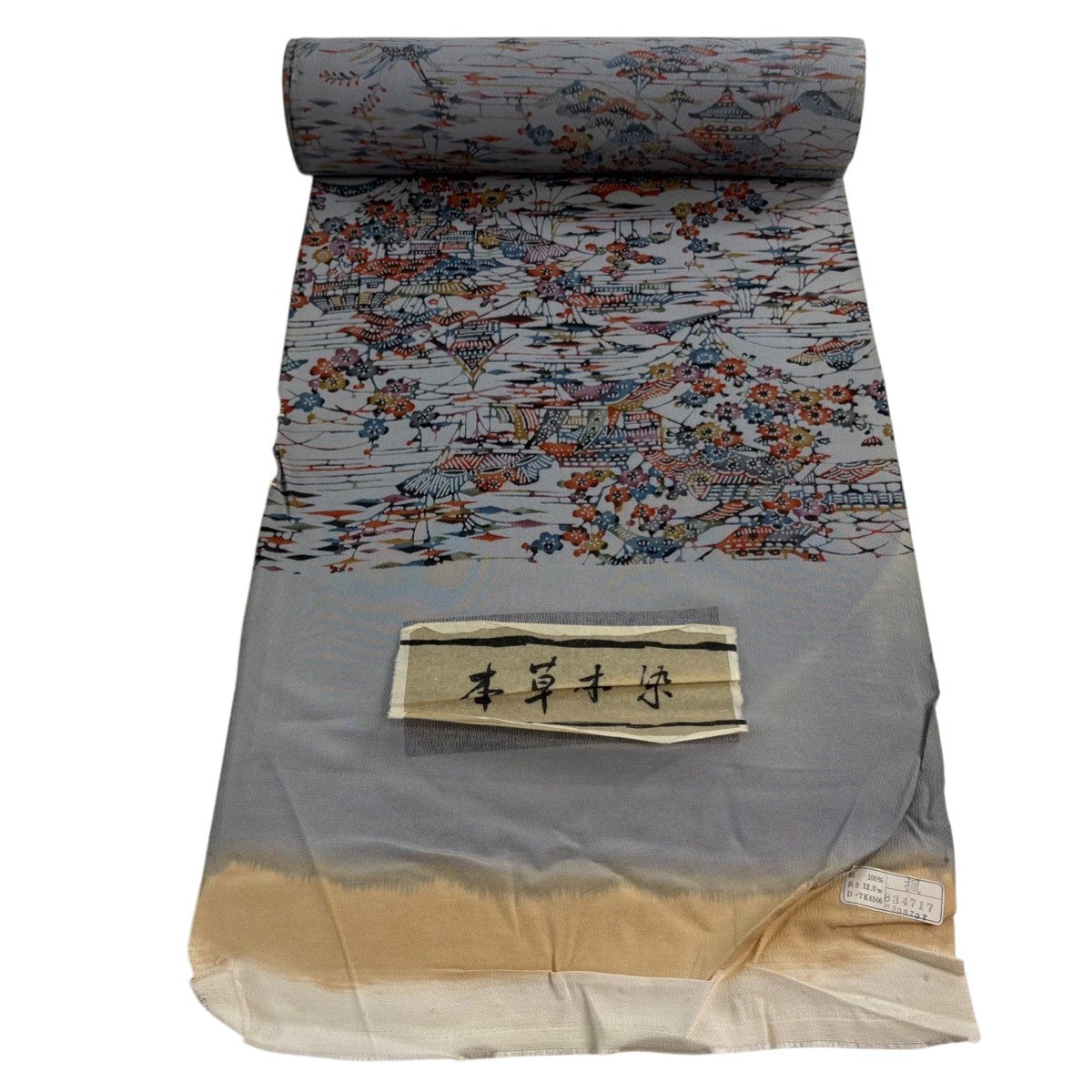 反物 秀品 小紋 本草木染 草花 茶色 正絹｜中古・古着・リサイクル着物
