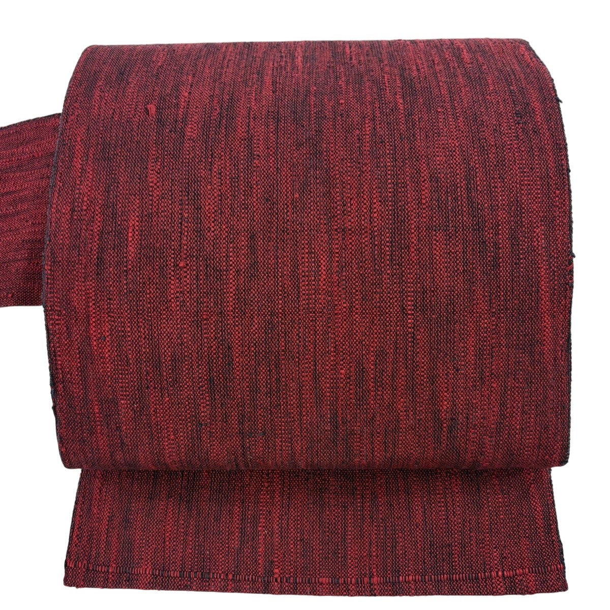 名古屋帯 優品 八寸名古屋帯 トンネル仕立て 縞 茜色 正絹｜中古・古着