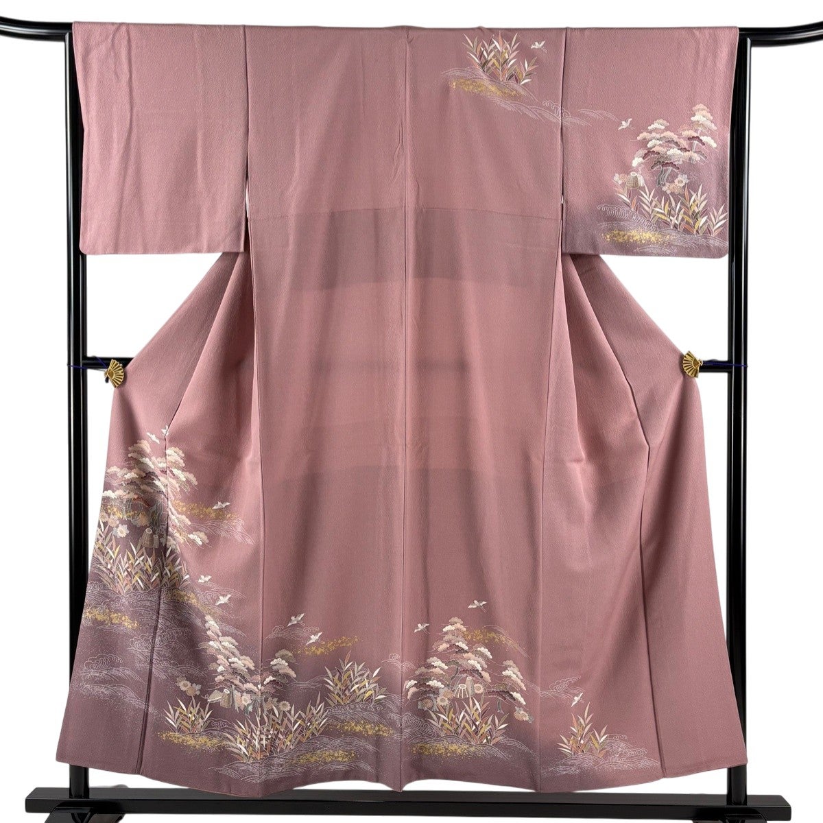 訪問着 身丈157.5cm 裄丈66.5cm M 袷 辻が花柄 笠松 金彩 ぼかし 薄紫