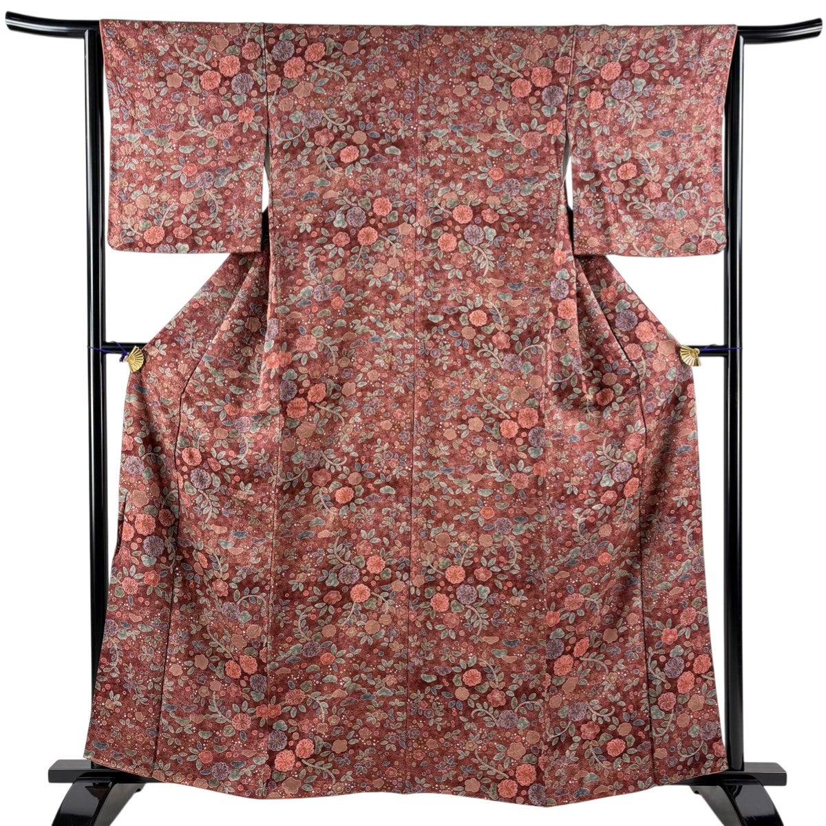 大島紬 身丈169cm 裄丈67cm 正絹 秀品 【中古】 美品】 大島紬 身丈161cm 裄丈65cm M 袷 証紙あり 草花 紺色 正絹 秀品