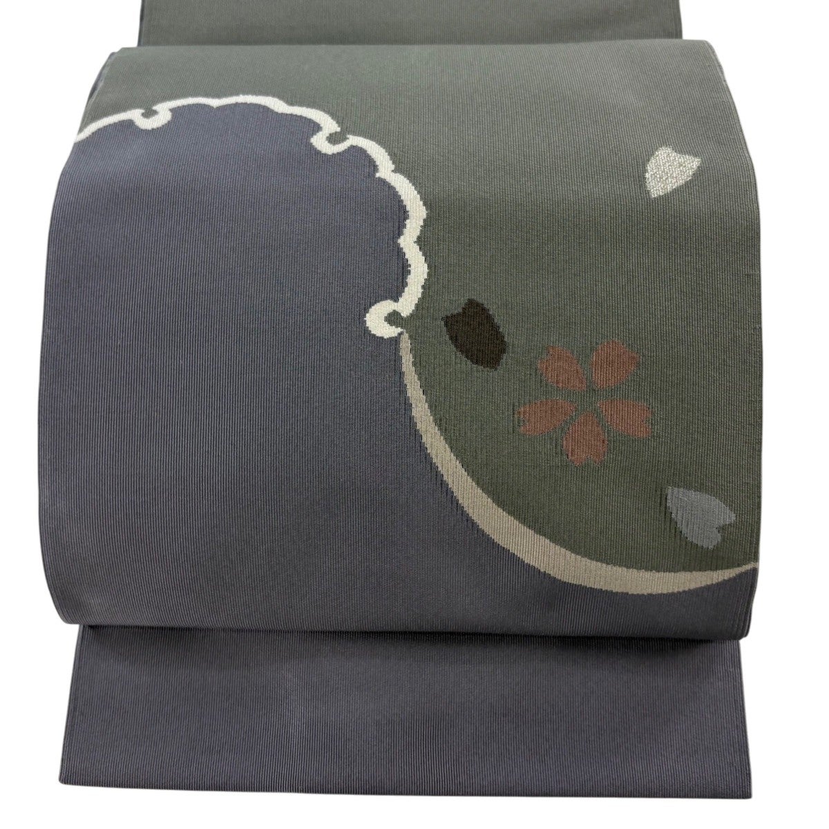 美品】 名古屋帯 名品 八寸名古屋帯 夏帯 トンボ 金銀糸 刺繍 灰茶