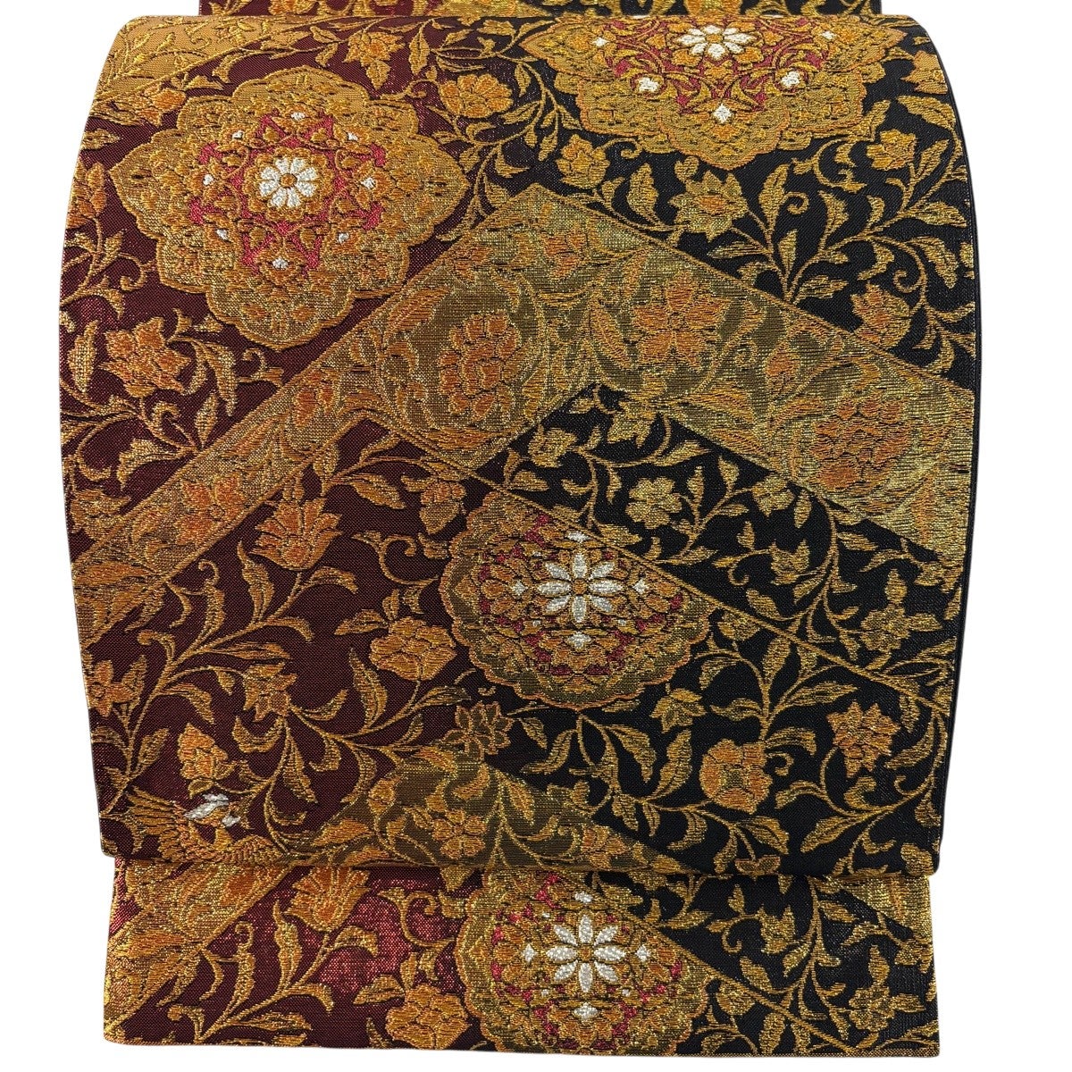 美品】 袋帯 秀品 華文 花鳥 箔 金糸 黒 六通 正絹｜中古・古着