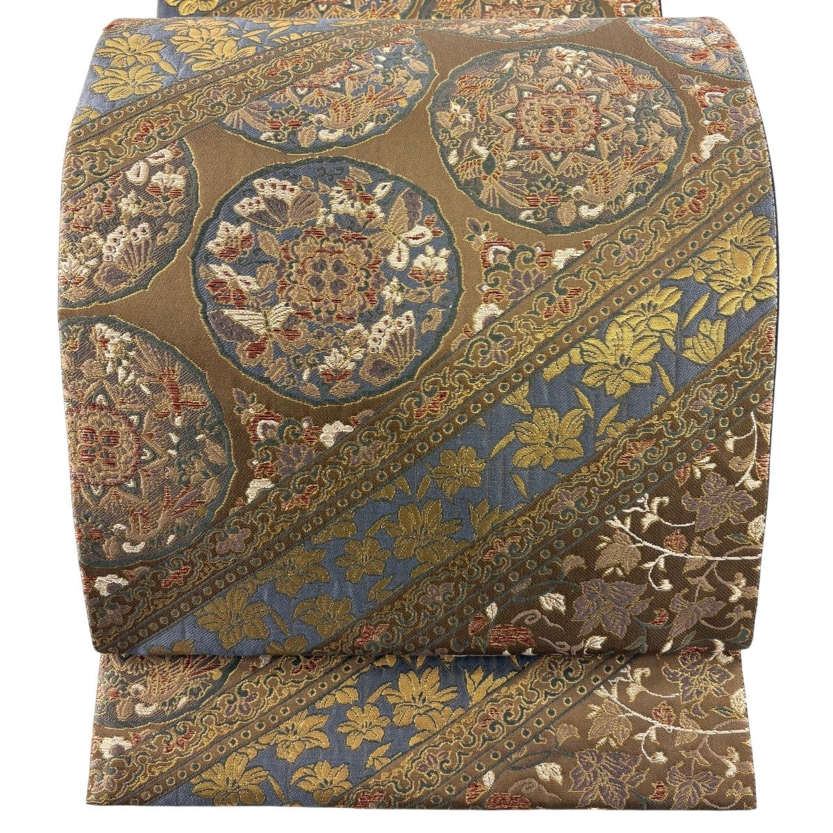 袋帯 秀品 桜 雪輪 金銀糸 箔 銀色 六通 正絹｜中古・古着・リサイクル