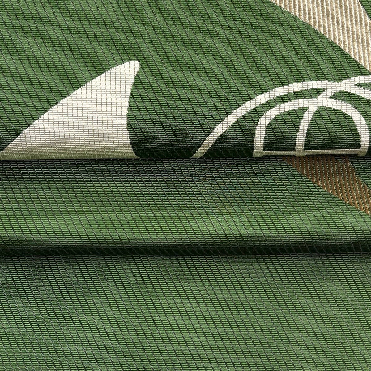 パ*ダ様 中屋万年筆　セルロイド　松葉(緑) 名古屋帯 逸品 八寸名古屋帯 松葉仕立て ホルン 音符 緑 正絹｜中古