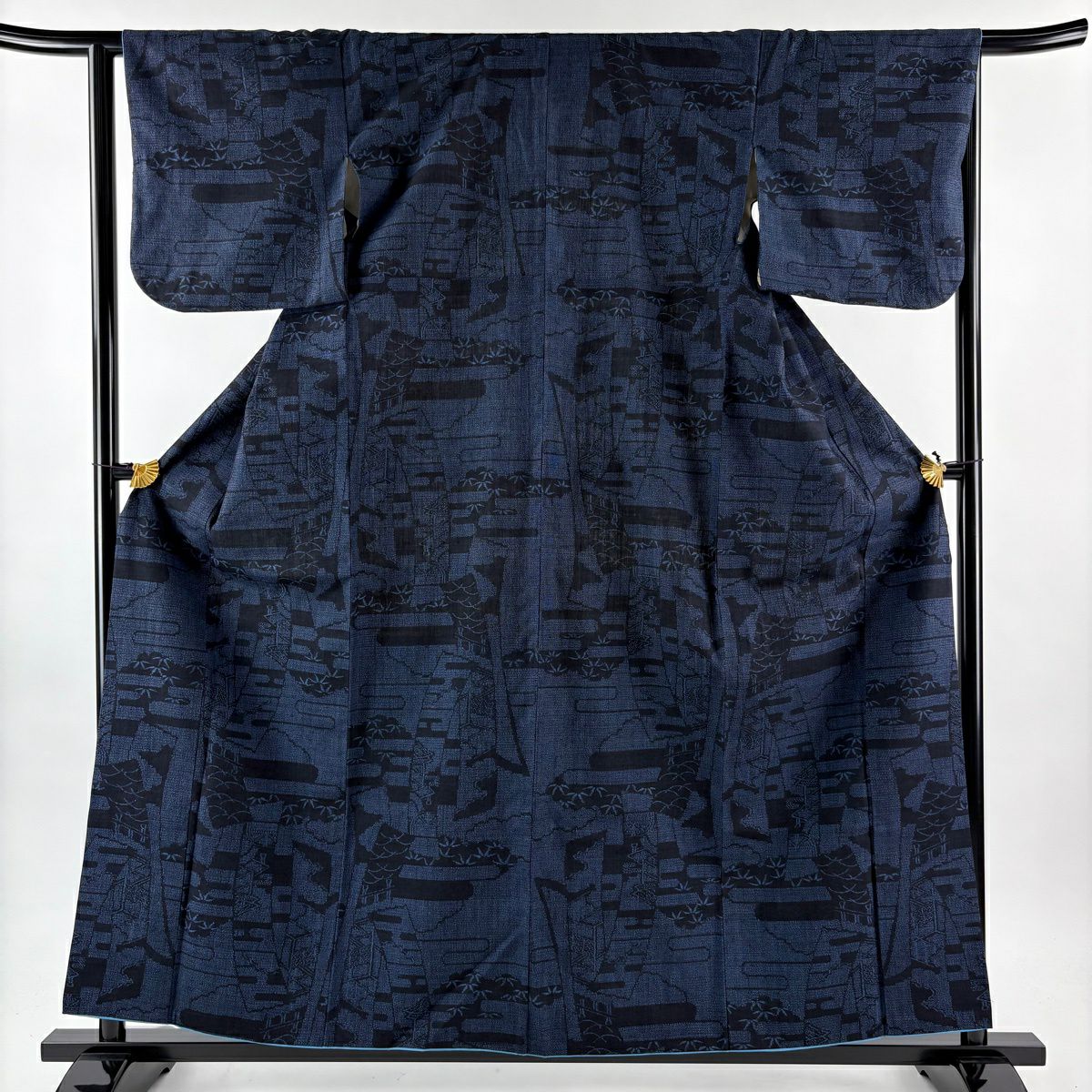 美品】 結城紬 身丈158cm 裄丈66cm M 袷 奥順 本場結城紬 バチ衿 証紙