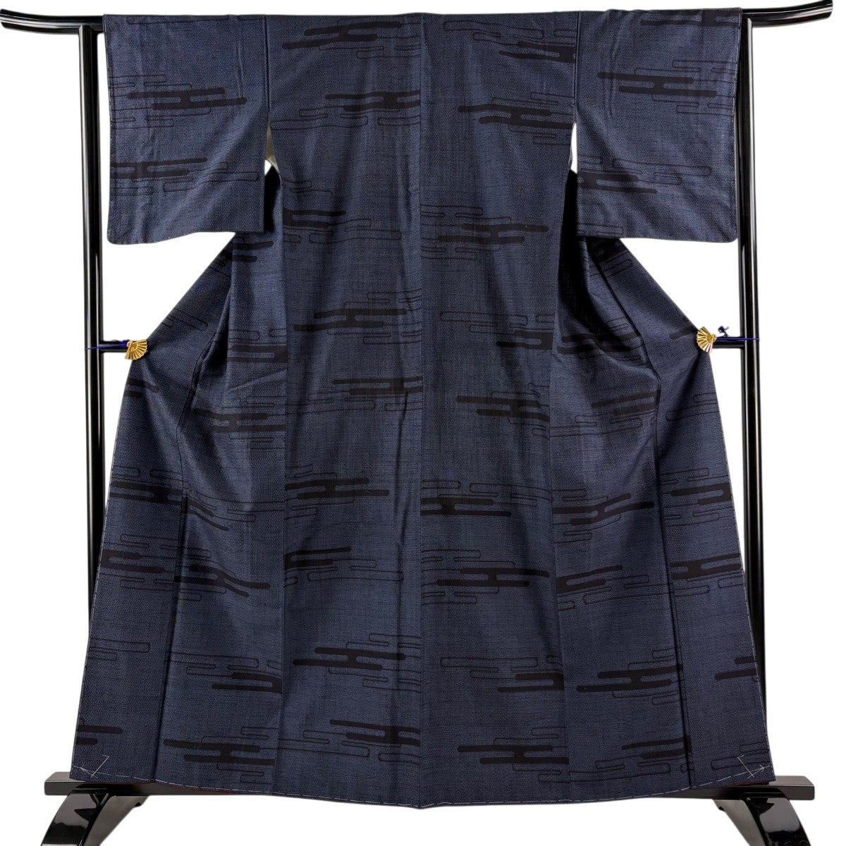 ★専用★単衣 紬 グレー ストライプ 身丈160.5cm 裄丈64cm お洒落 美品】 紬 身丈160.5cm 裄丈63.5cm S 袷 草花 黒 正絹 秀品｜中古