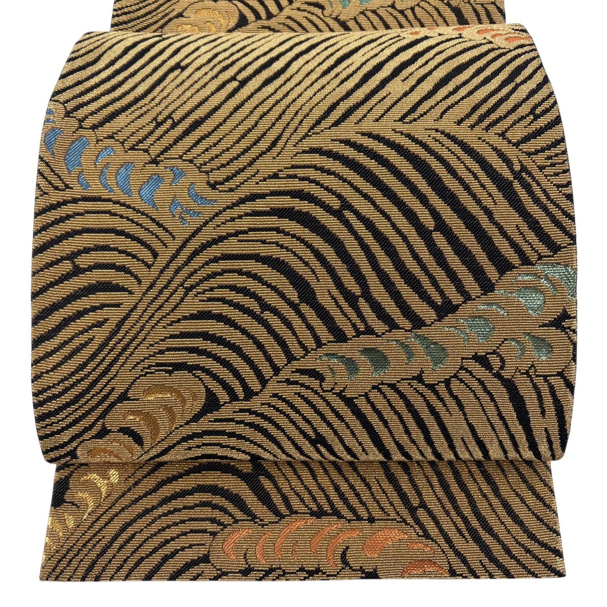 美品】 袋帯 逸品 鳳凰 華文 金華山織 金糸 金色 お太鼓柄 正絹｜中古