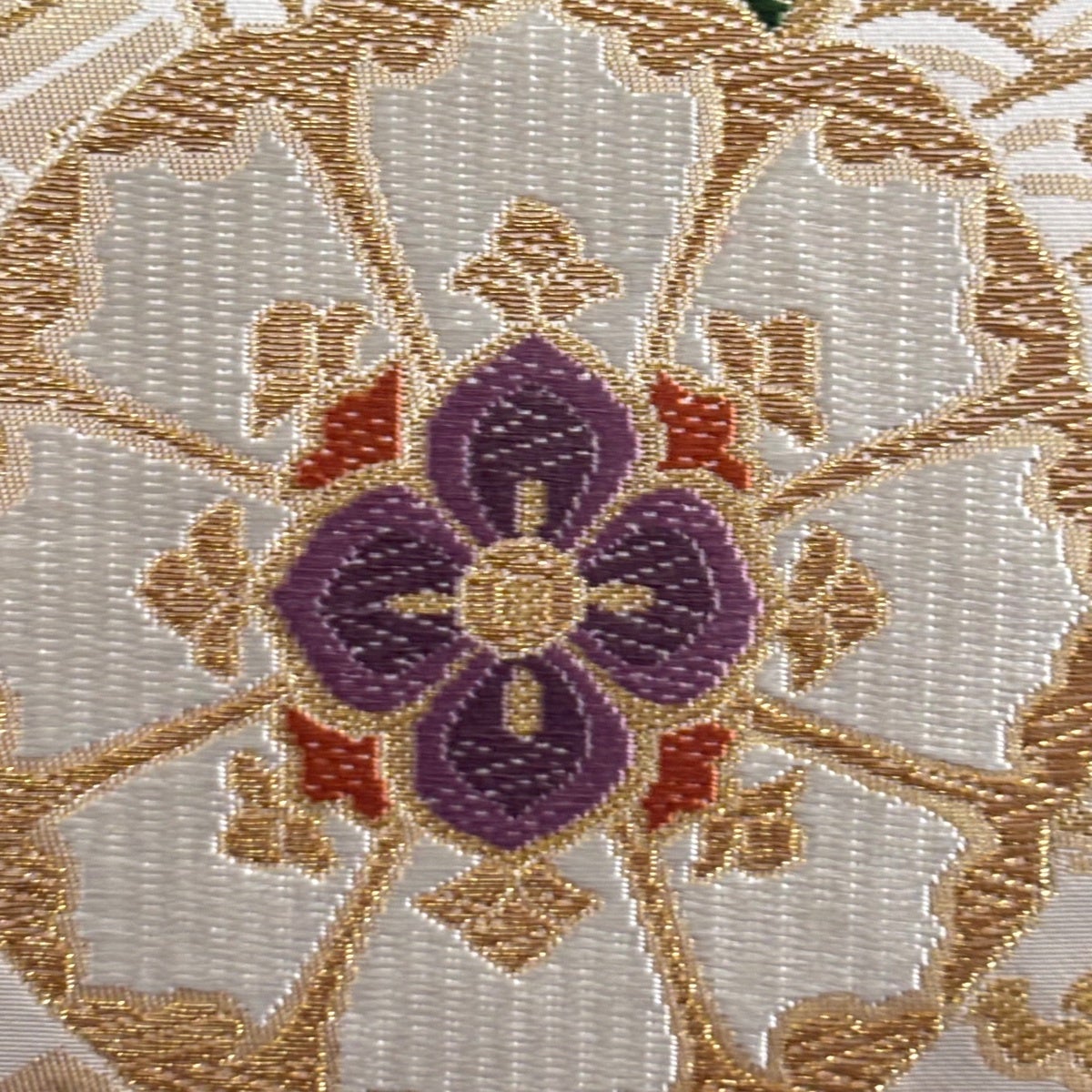 袋帯　華文　亀甲　金糸　和装 美品】 袋帯 秀品 華文 亀甲 金糸 箔 クリーム 六通 正絹｜中古・古着