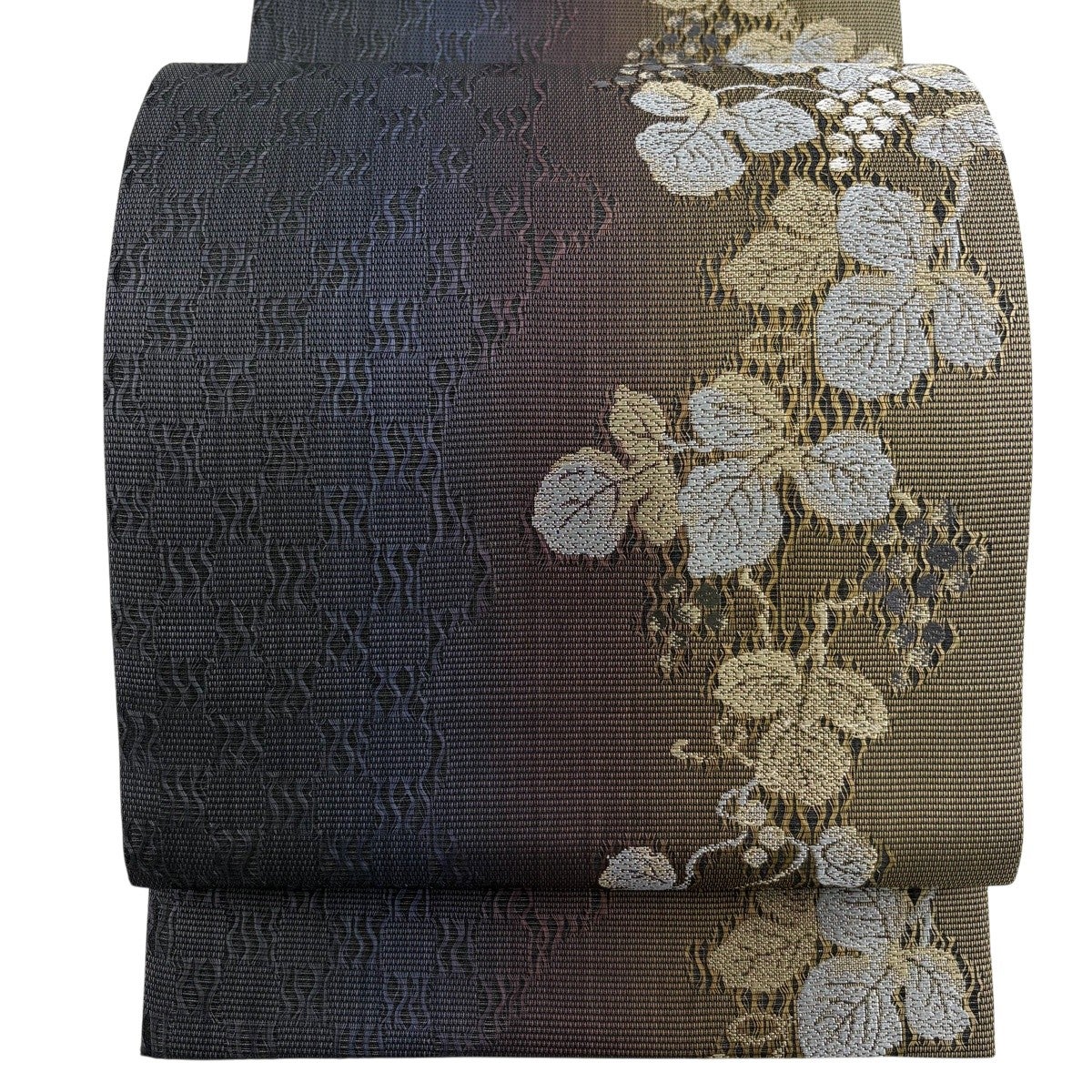 袋名古屋帯 美品 秀品 美保姿 葡萄唐草 鳥 灰色 正絹｜中古・古着