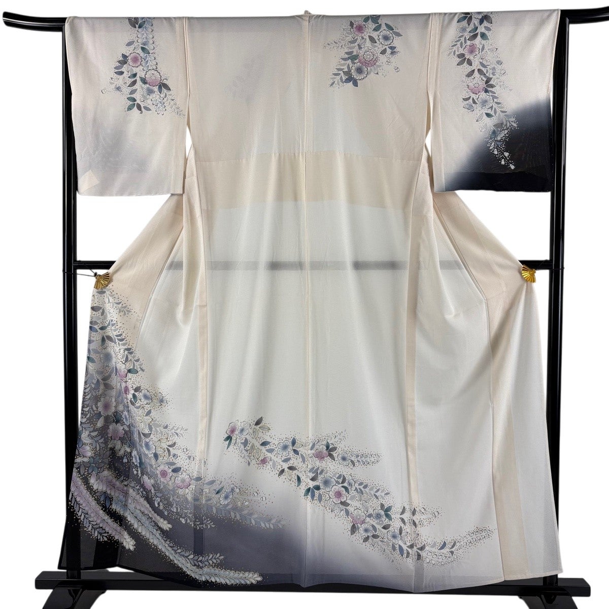 【惣次郎】特価！裄66.5cm！正絹訪問着〜白地に辻ヶ花〜 訪問着 身丈156cm 裄丈65.5cm M 薄物 絽 辻が花柄 金彩 ぼかし