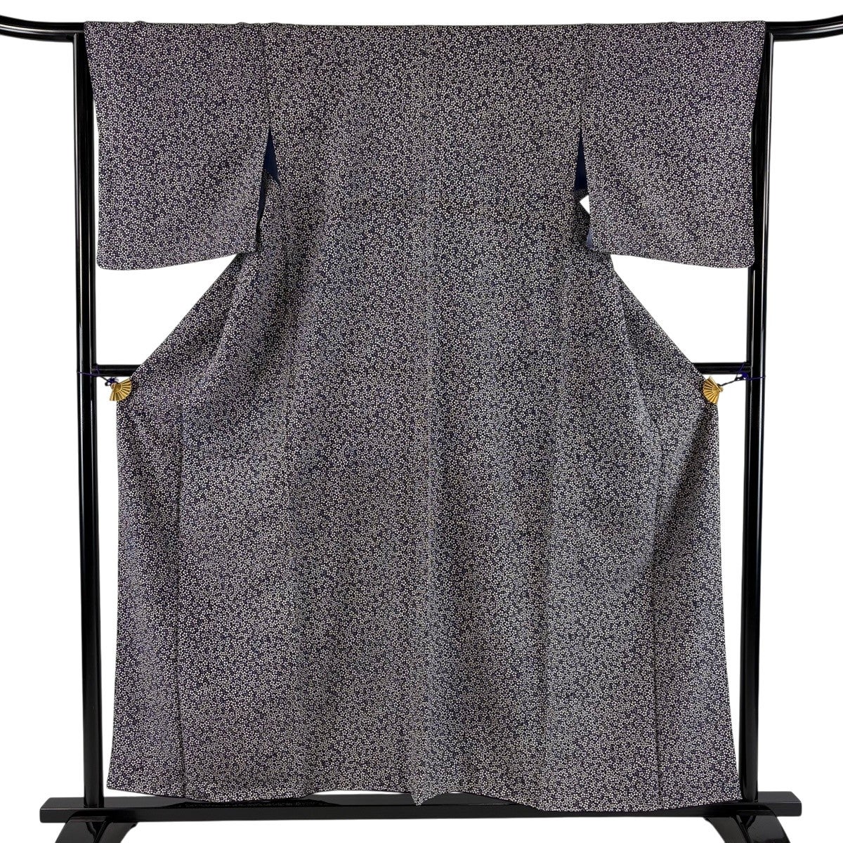 美品】 小紋 身丈170cm 裄丈67.5cm L 袷 斉藤三才 落款あり 小花 茶色