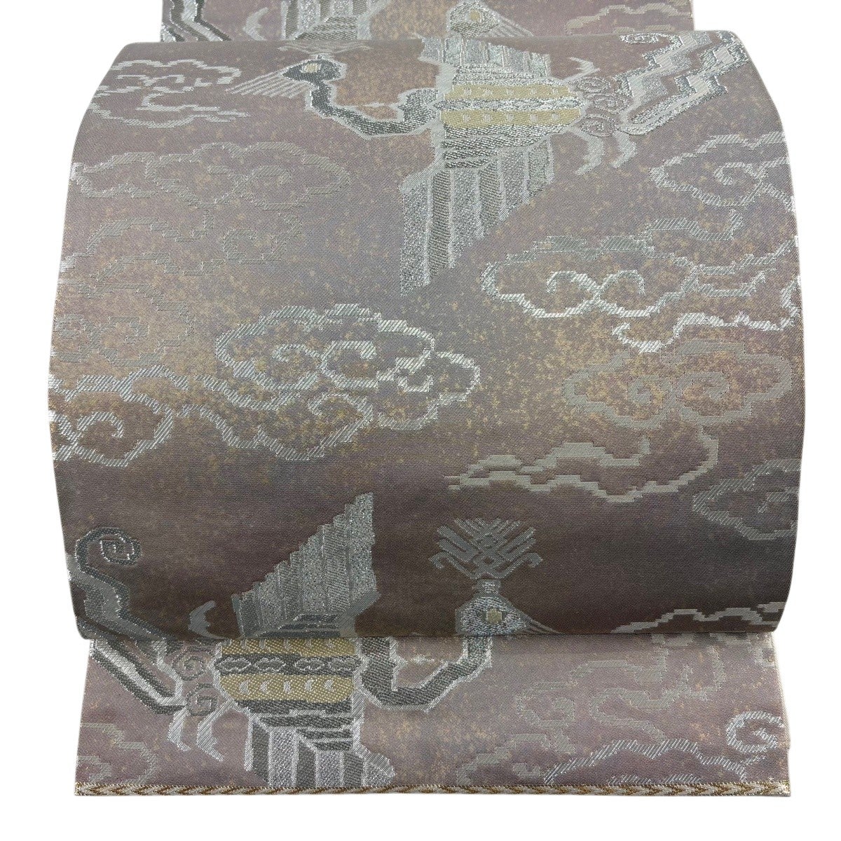 袋帯 優品 川島織物 鳥 草花 金糸 唐織 金茶 六通 化繊｜中古・古着