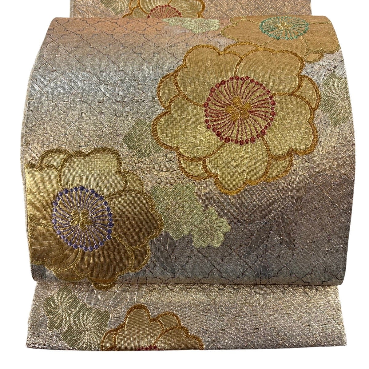 袋帯 秀品 色紙 草花 金糸 箔 金色 六通 正絹｜中古・古着・リサイクル