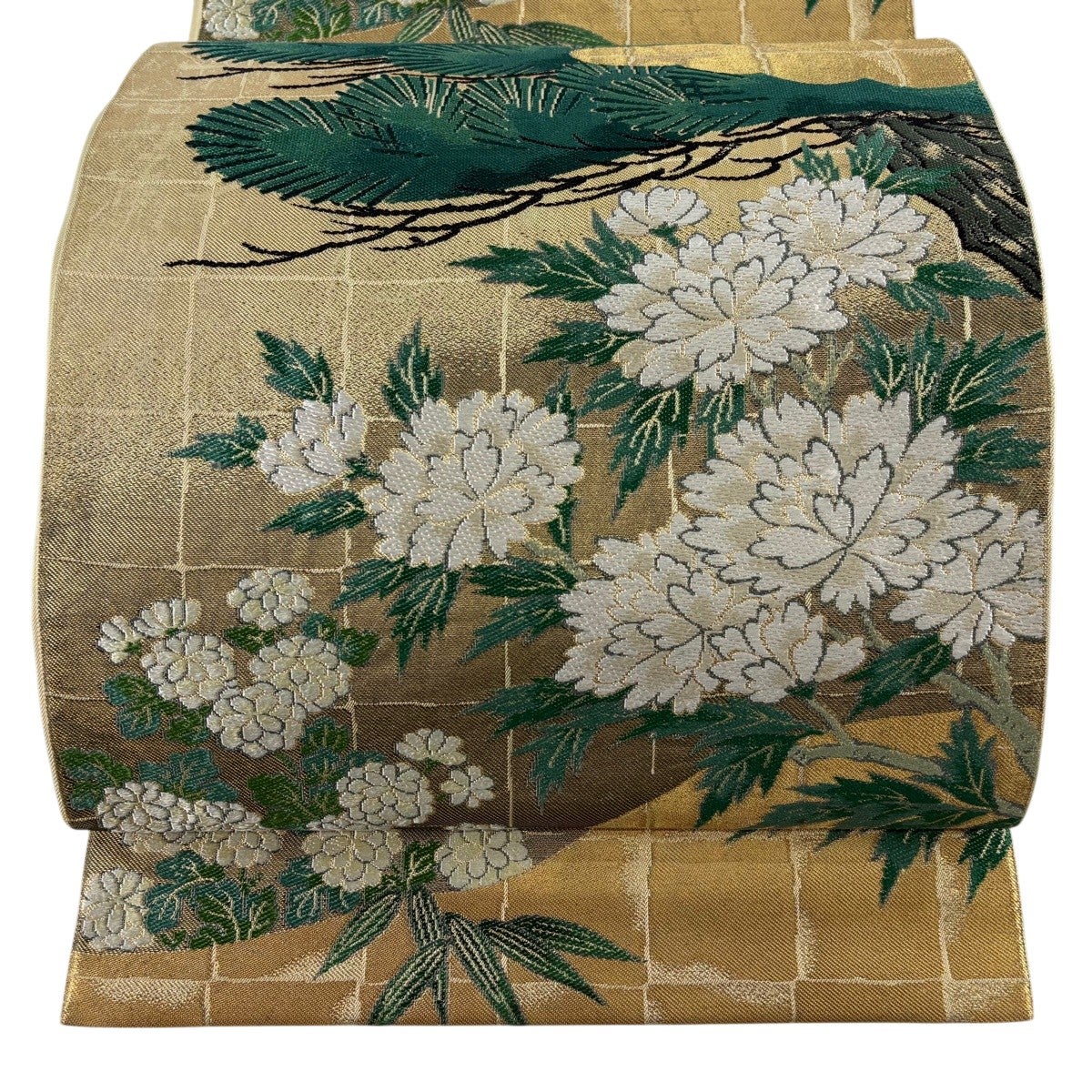 袋帯 名品 夏帯 絽 鹿 枝花 金銀糸 箔 茶紫 六通 正絹｜中古・古着