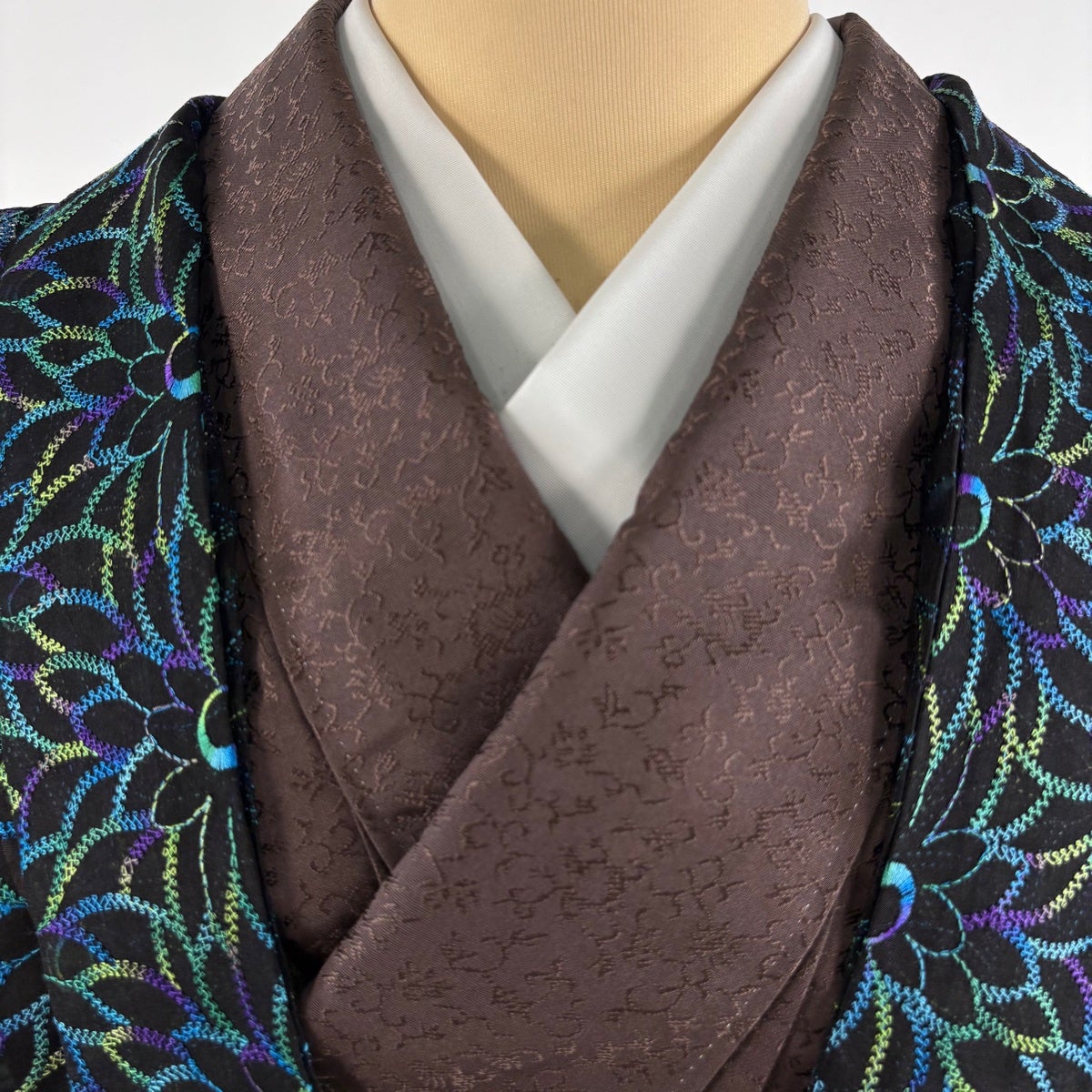 美品】 羽織 身丈103cm 裄丈65cm M 紗 花 黒 正絹 逸品｜中古・古着